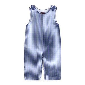 Lil Cactus Dark Blue Cotton Gingham Overalls Jon Jon 18/24 Months